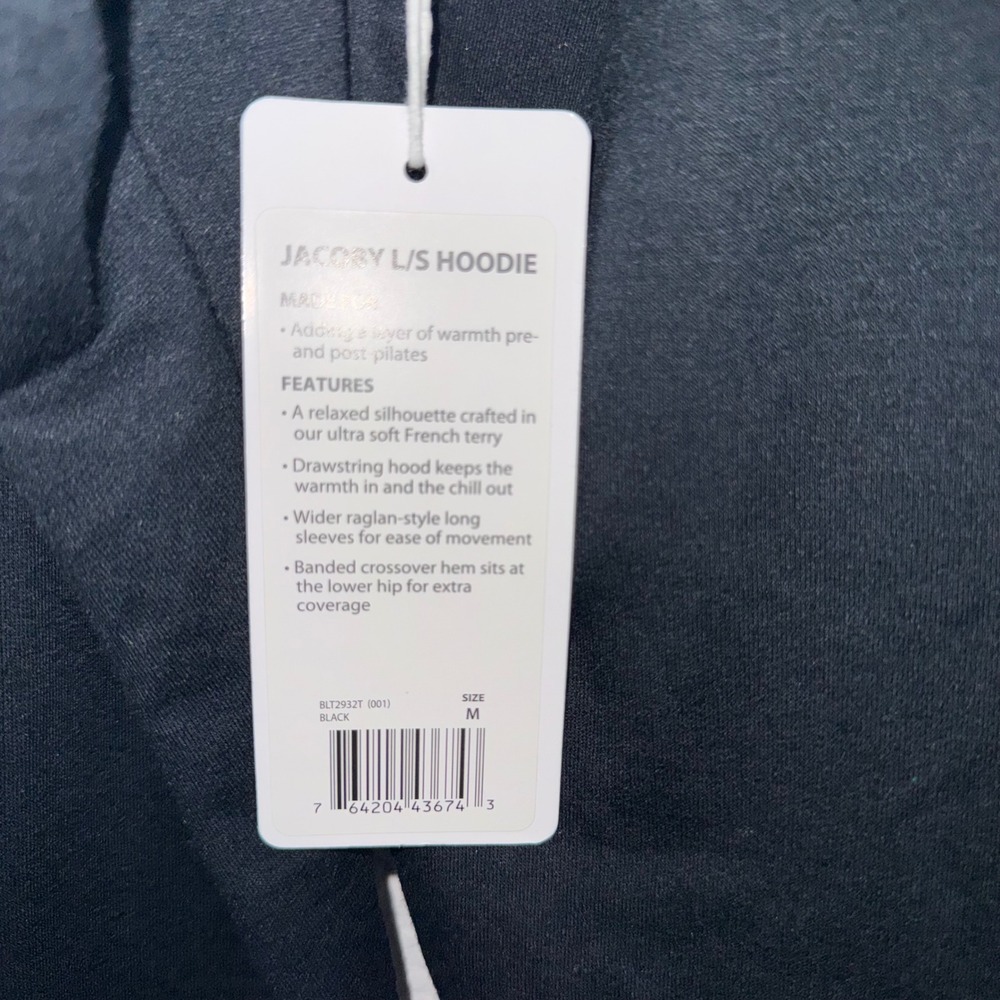 Balance Collection Jacoby LS Hoodie Mens Medium Black French Terry NWT - Picture 4 of 6